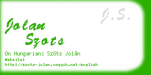 jolan szots business card